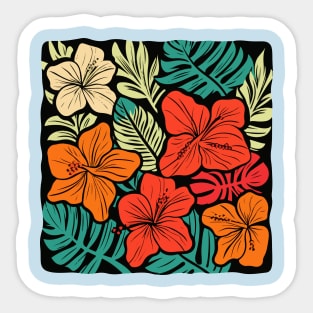 Hawaiian Floral Block Print Sticker